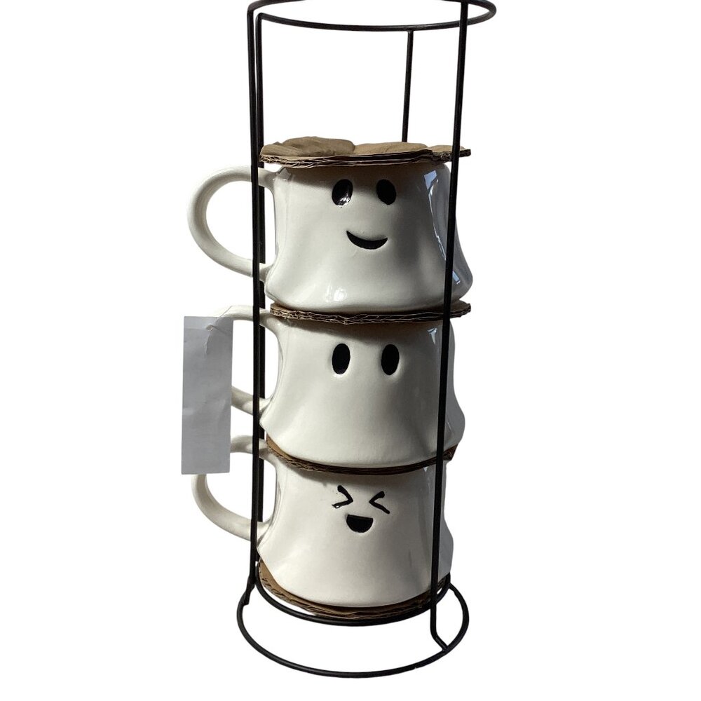 Way To Celebrate: Halloween Ghost Mug Stack Set of 3, 12.5 to 13 oz